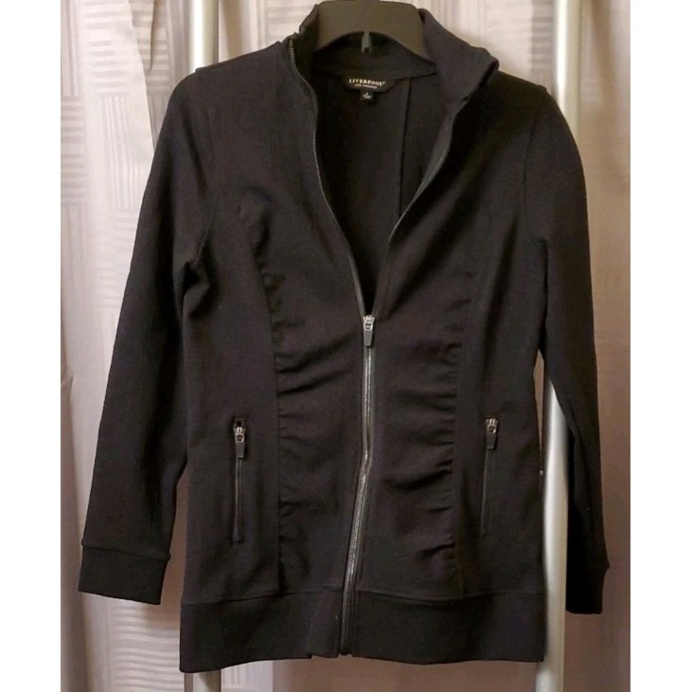 Liverpool Los Angeles Black Active‎ Wear Full Zip Up Sweater Top Women's Size S